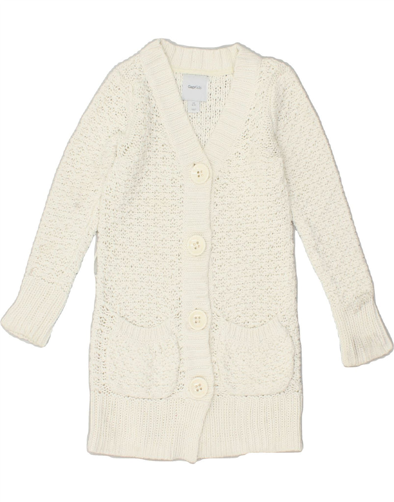 GAP Girls Cardigan Sweater 4-5 Years White Cotton | Vintage Gap | Thrift | Second-Hand Gap | Used Clothing | Messina Hembry 