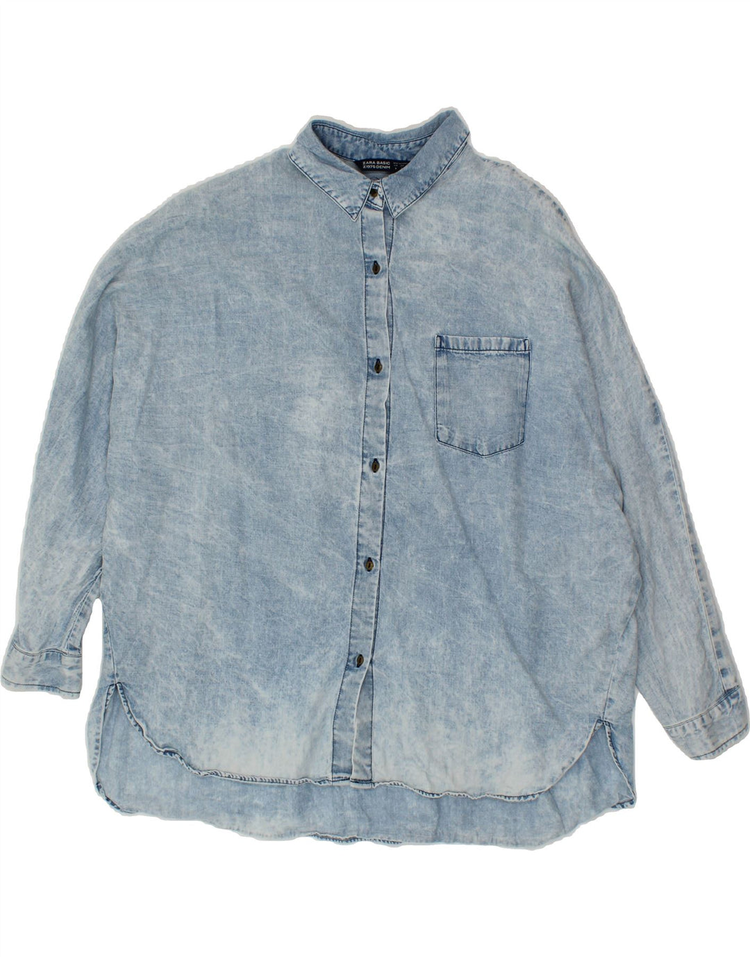 ZARA Womens Oversized Denim Shirt UK 10 Small Blue Vintage Zara and Second-Hand Zara from Messina Hembry 