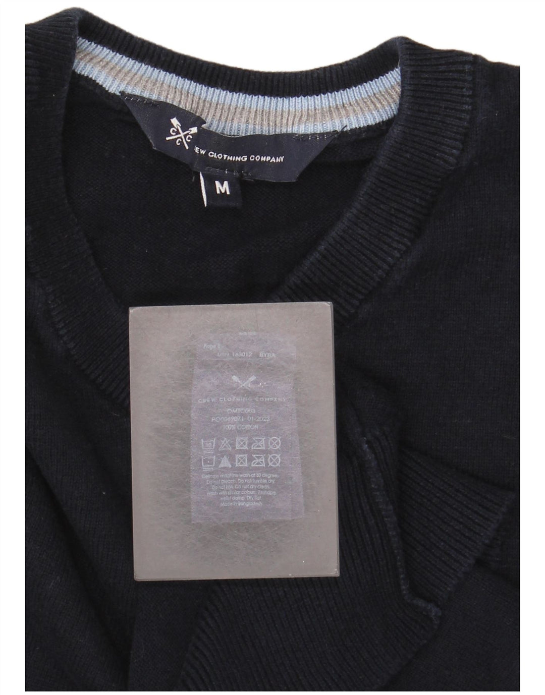 Crew Clothing Mens V-Neck Jumper Sweater Medium Navy Blue Cotton