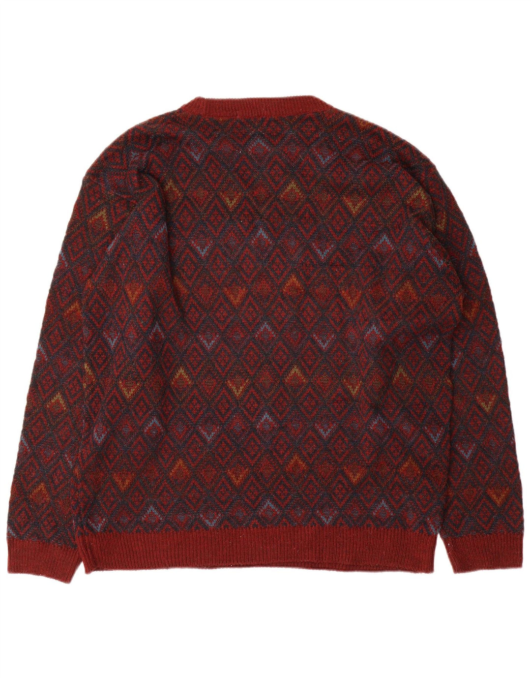 Marks & Spencer Mens Crew Neck Jumper Sweater Large Red Geometric Acrylic