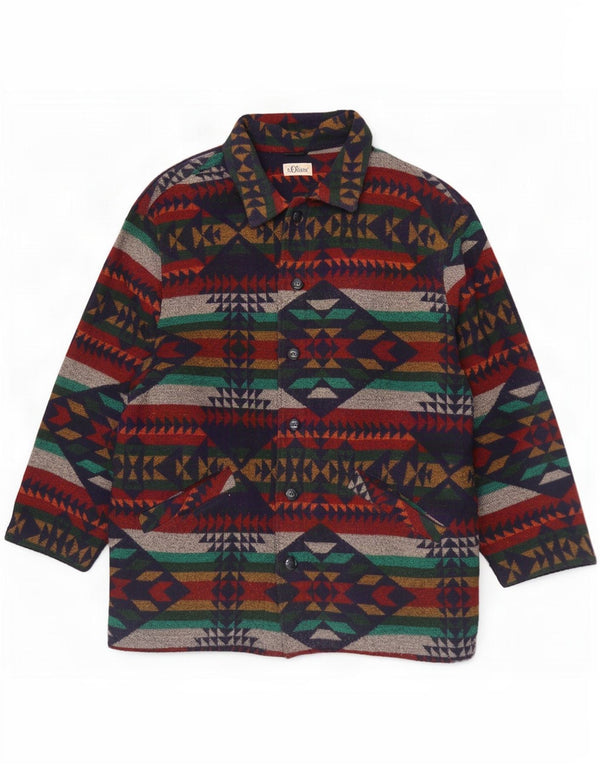S.Oliver Mens Overcoat UK 40 Large Multicoloured Fair Isle Wool