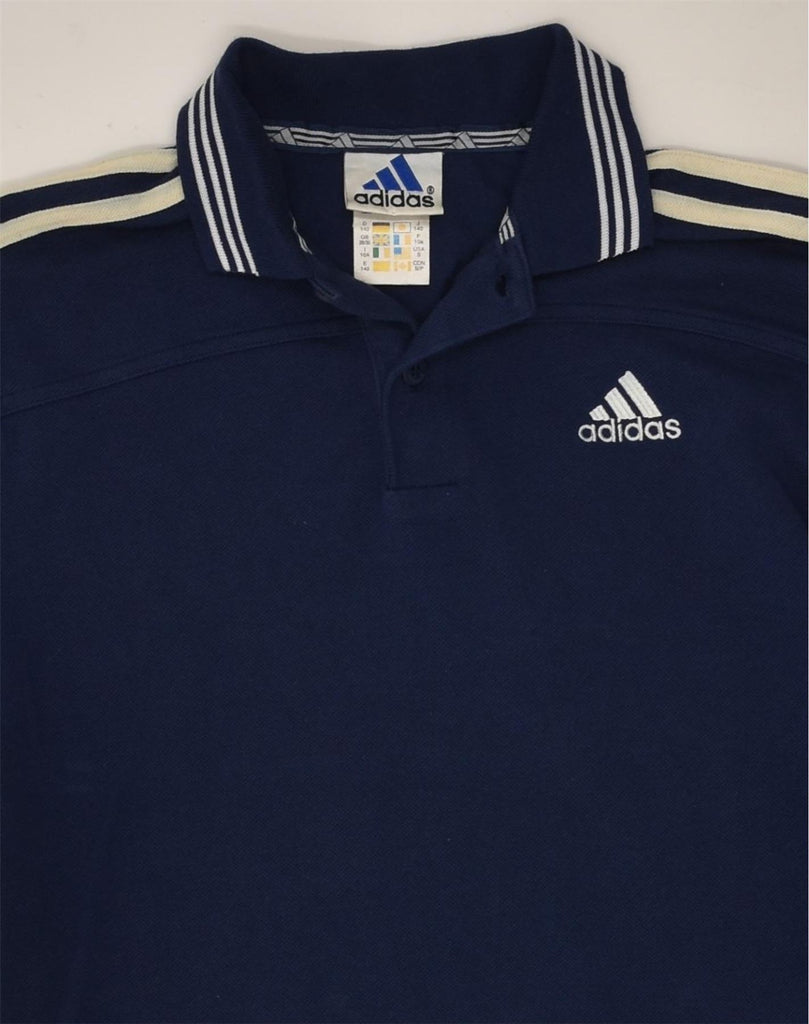 ADIDAS Boys Polo Shirt 9-10 Years Navy Blue Cotton | Vintage Adidas | Thrift | Second-Hand Adidas | Used Clothing | Messina Hembry 