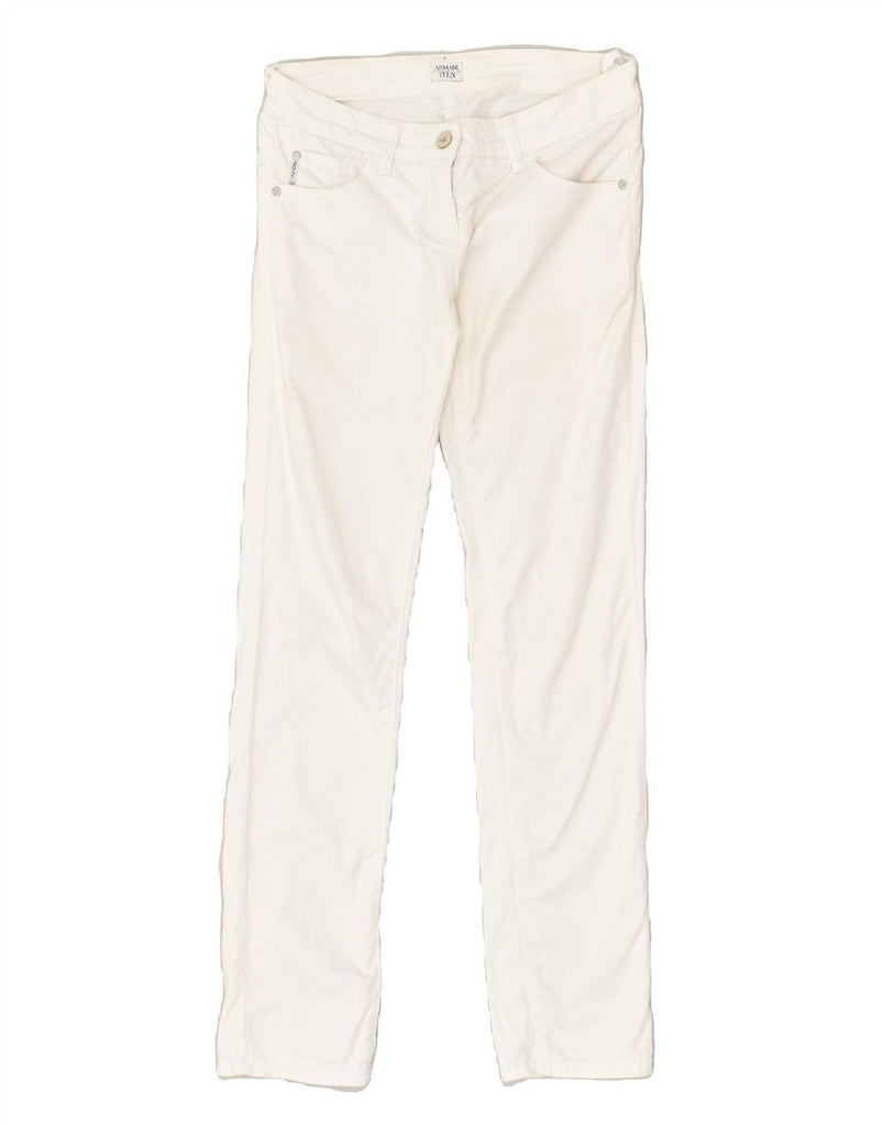 ARMANI TEEN Girls Slim Casual Trousers 15-16 Years W28 L29  White Cotton | Vintage Armani Teen | Thrift | Second-Hand Armani Teen | Used Clothing | Messina Hembry 