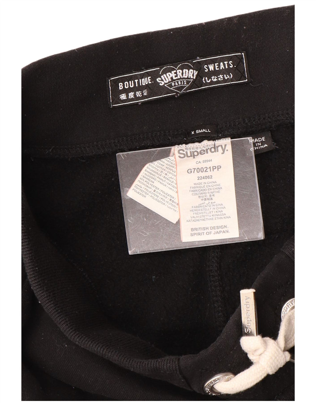 SUPERDRY Womens Graphic Tracksuit Trousers Joggers UK 6 XS Black Cotton