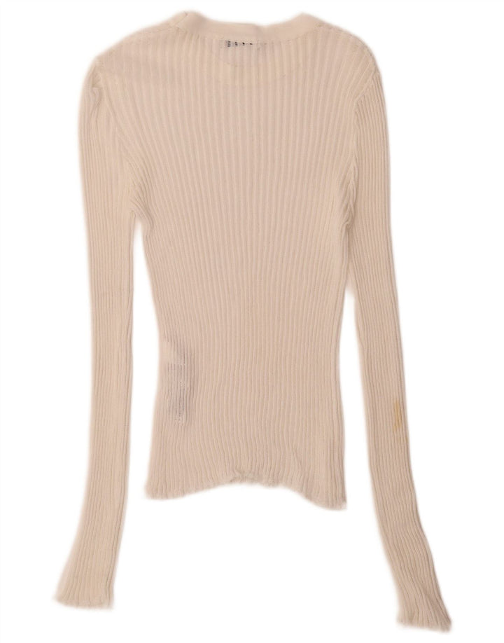 Zara Womens Top Long Sleeve UK 8 Small White Viscose