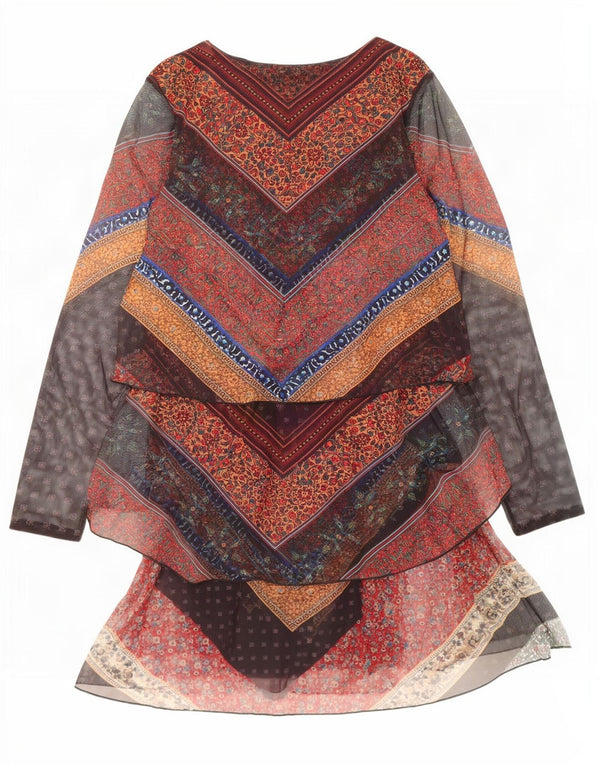 Desigual Womens Long Sleeve Tiered Dress UK 12 Medium Multicoloured Floral
