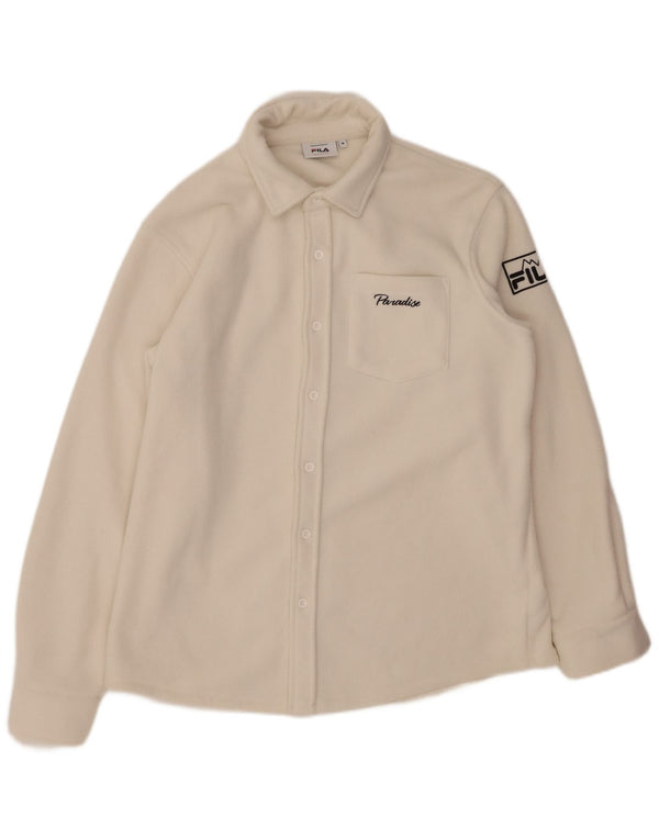 FILA Mens Graphic Fleece Shirt Medium White Polyester