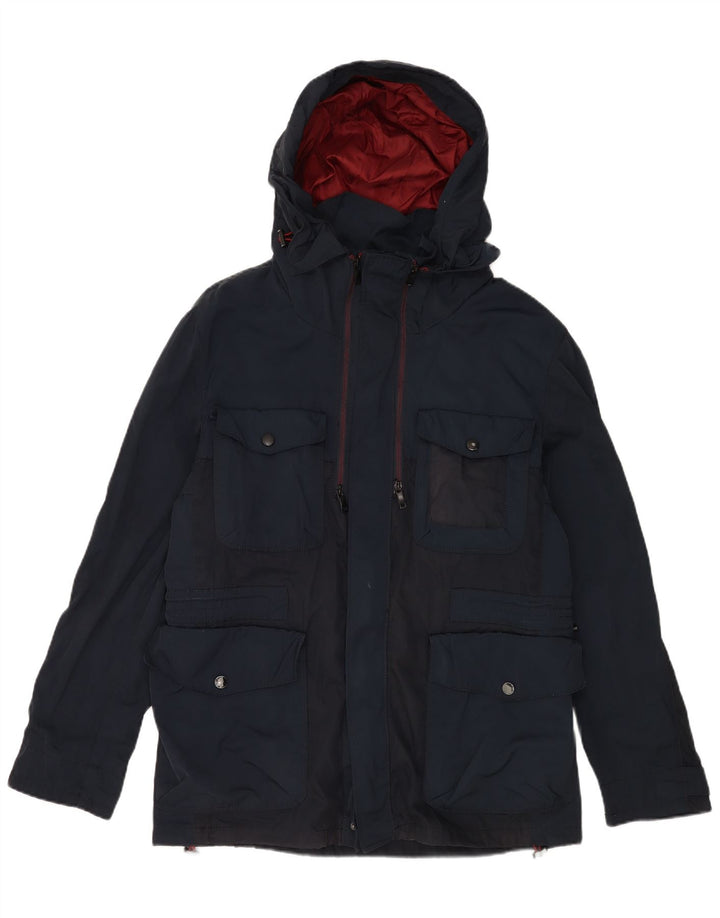 Zara Mens Hooded Utility Jacket UK 40 Large Navy Blue