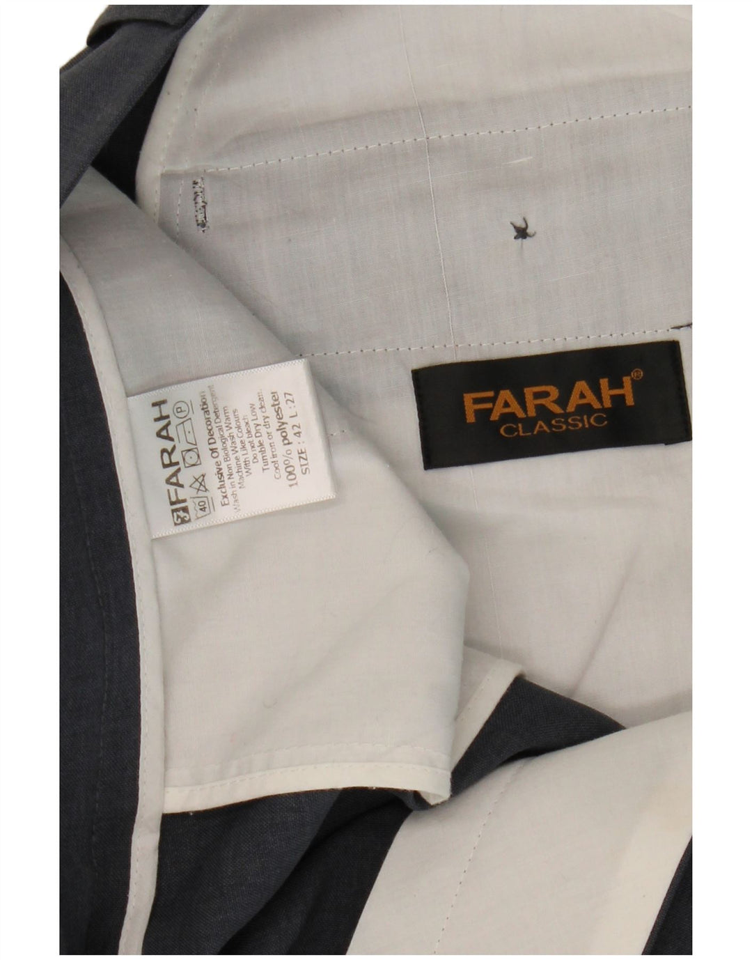 Farah Mens Straight Cropped Trousers W42 L27 Grey Polyester