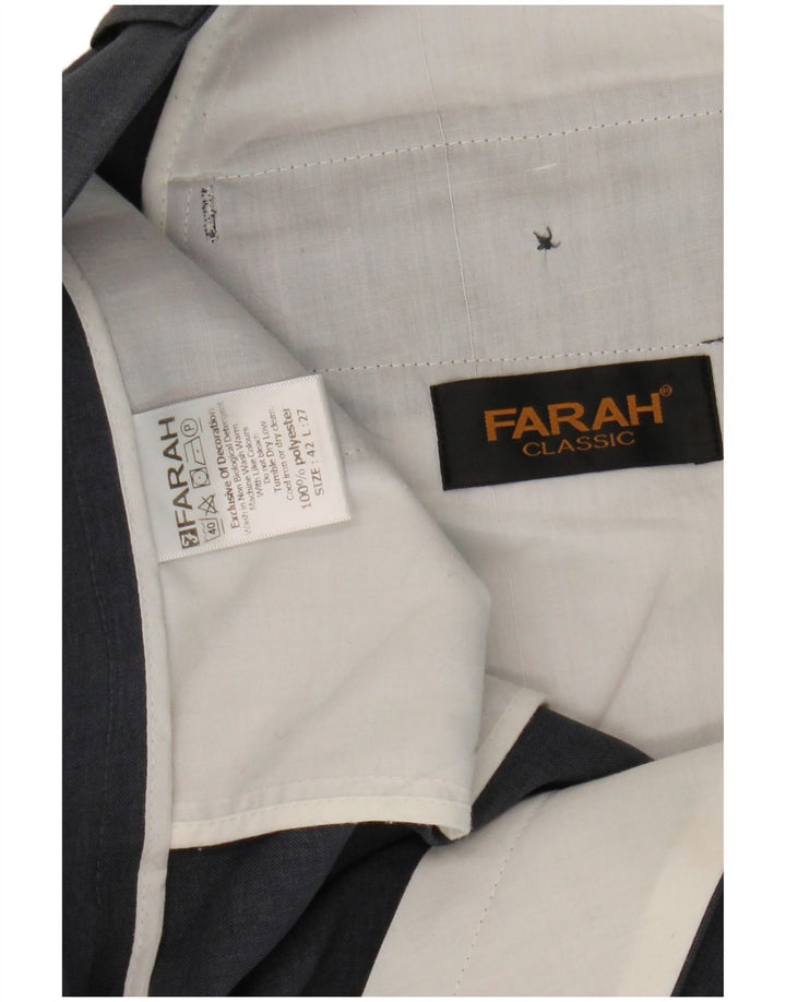 Farah Mens Straight Cropped Trousers W42 L27 Grey Polyester