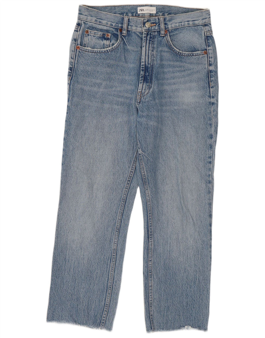 Zara Womens Crop Straight Jeans EU 38 Small W28 L25 Blue