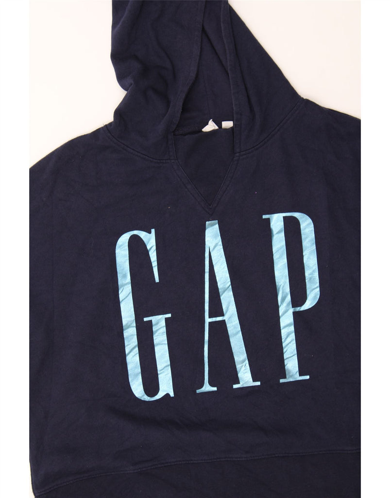 GAP Womens Oversized Graphic Hoodie Jumper UK 6 XS Navy Blue Cotton Vintage Gap and Second-Hand Gap from Messina Hembry 