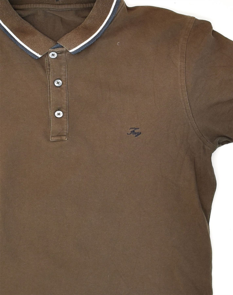 FAY Mens Polo Shirt Small Brown Cotton | Vintage Fay | Thrift | Second-Hand Fay | Used Clothing | Messina Hembry 