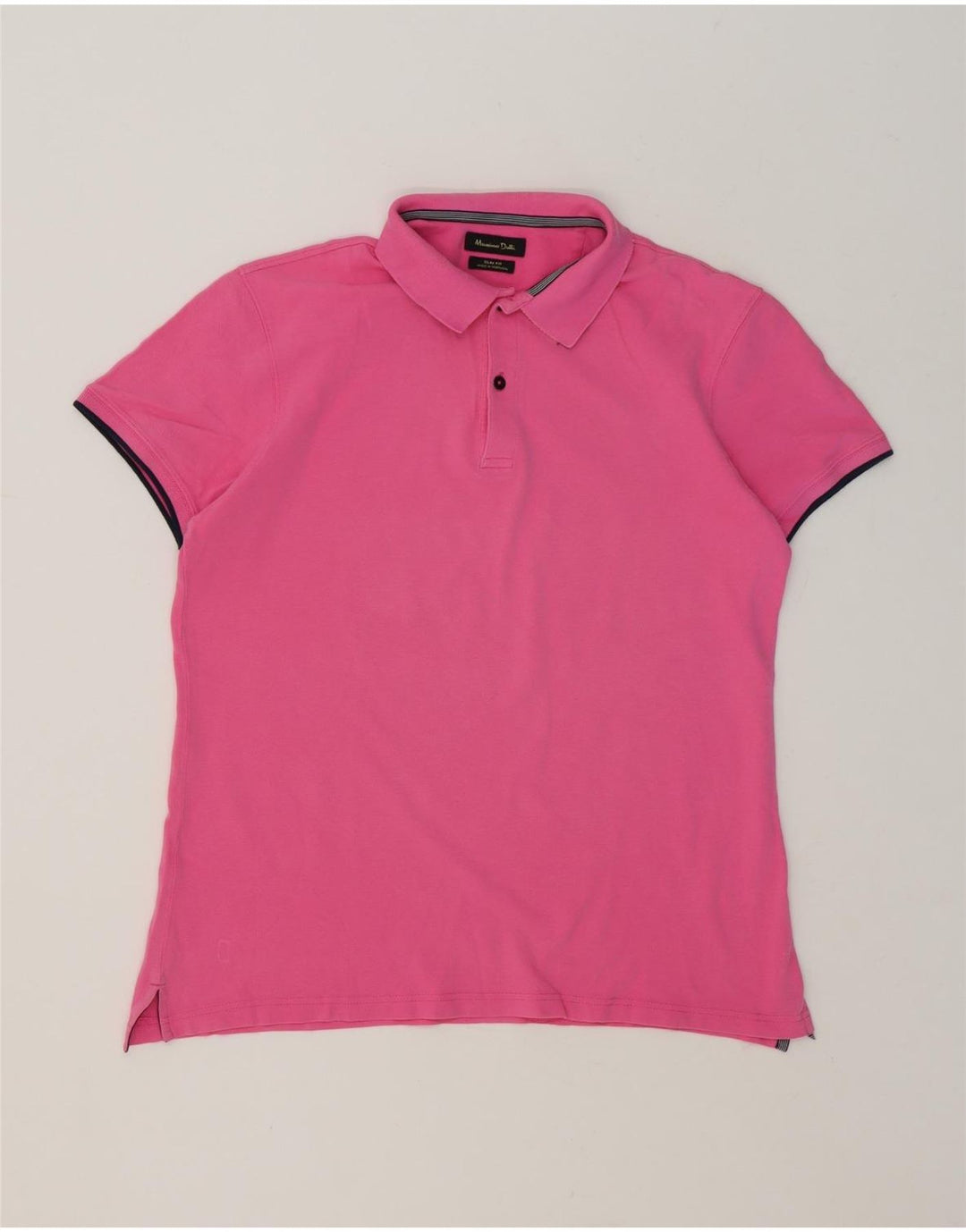 Massimo Dutti Mens Slim Fit Polo Shirt Large Pink