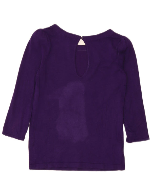 Topshop Womens Crop Top 3/4 Sleeve UK 10 Small Purple Viscose