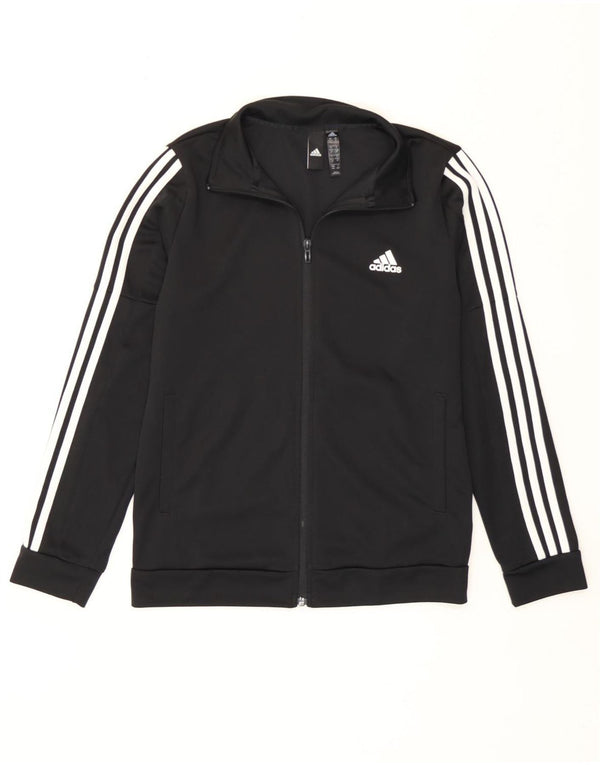 Adidas Womens Tracksuit Top Jacket UK 12 /14 Medium Black Polyester