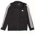 Adidas Womens Tracksuit Top Jacket UK 12 /14 Medium Black Polyester