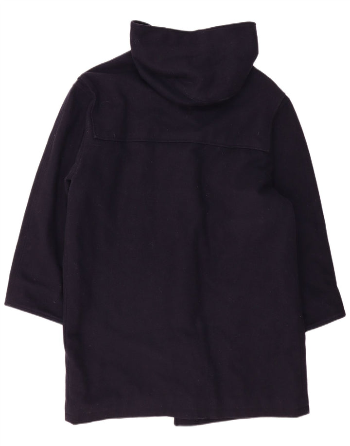Vintage Mens Hooded Loose Fit Duffle Coat IT 48 Medium Navy Blue Wool