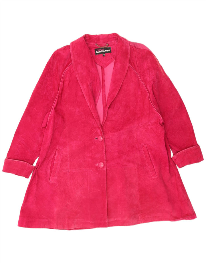 Giorgio Mobiani Womens Suede Overcoat UK 18 XL Pink