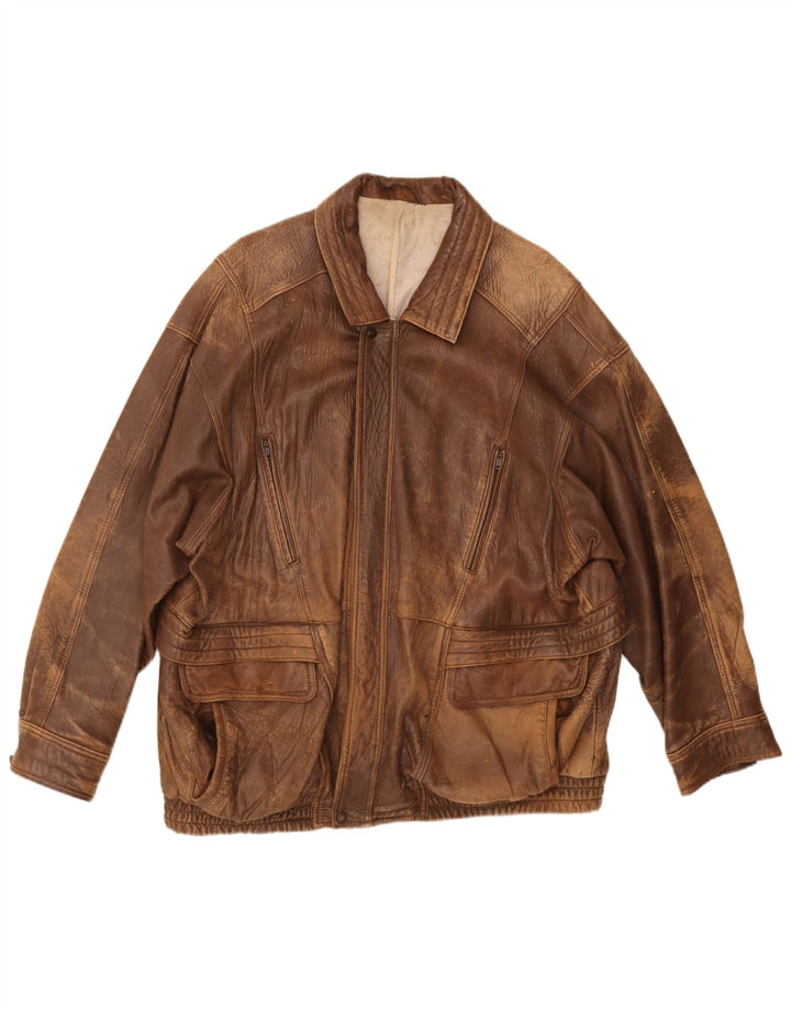 Vintage Mens Leather Jacket UK 40 Large Brown