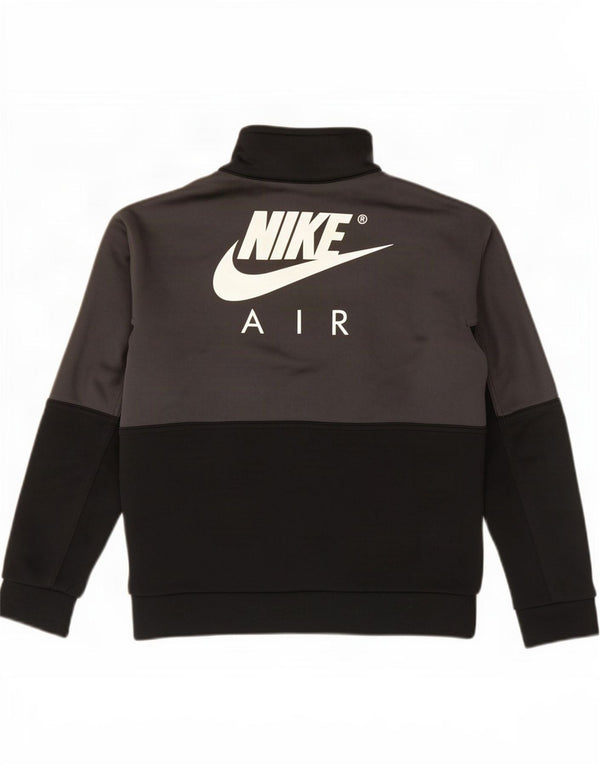 Nike Boys Graphic Sweatshirt Jumper 8-9 Years Small Black Colourblock