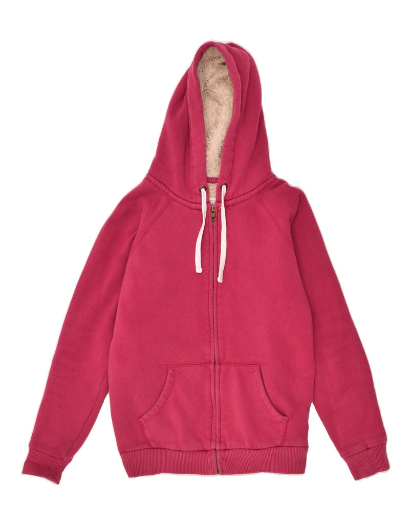 JACK WILLS Womens Graphic Zip Hoodie Sweater UK 10 Small Pink Cotton | Vintage Jack Wills | Thrift | Second-Hand Jack Wills | Used Clothing | Messina Hembry 