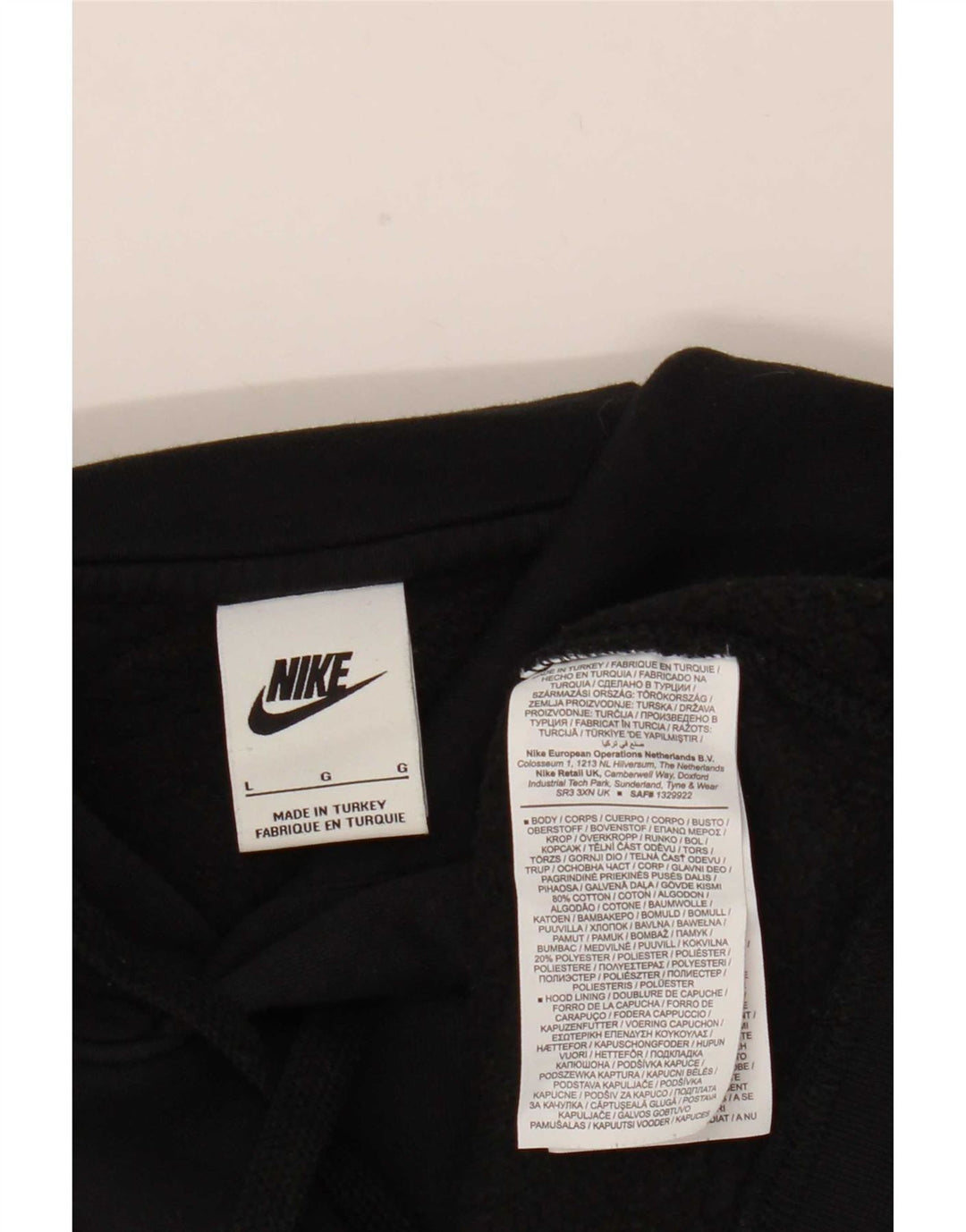 Nike Mens Graphic Hoodie Jumper Large Black Cotton