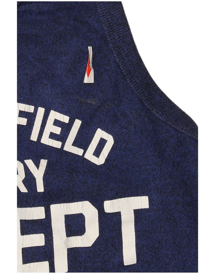Superdry Mens Graphic Vest Top Large Navy Blue Flecked Cotton