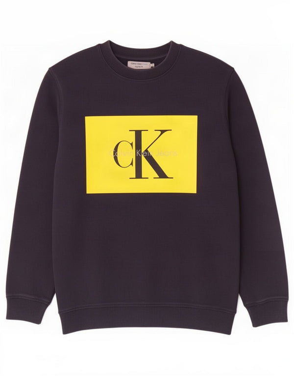 Calvin Klein Jeans Mens Graphic Sweatshirt Jumper Medium Navy Blue