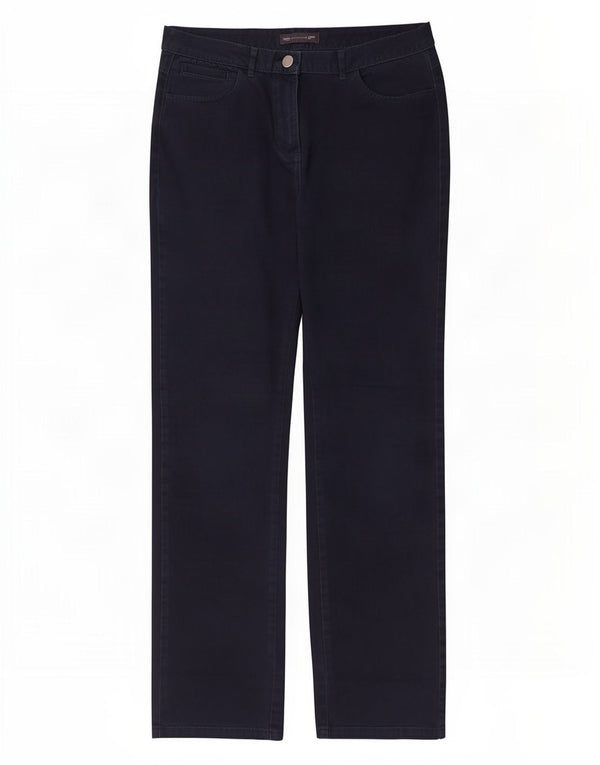 Marks & Spencer Womens Straight Casual Trousers W32 L32 Navy Blue