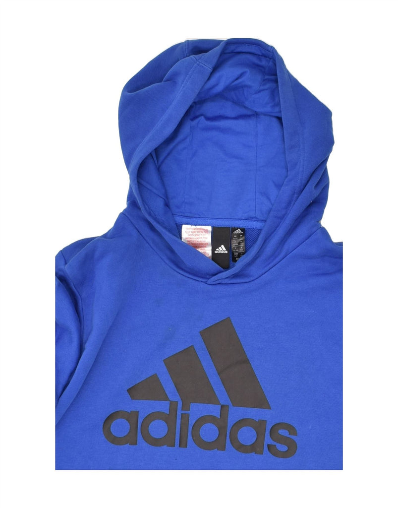 ADIDAS Boys Graphic Hoodie Jumper 13-14 Years Blue Cotton | Vintage Adidas | Thrift | Second-Hand Adidas | Used Clothing | Messina Hembry 