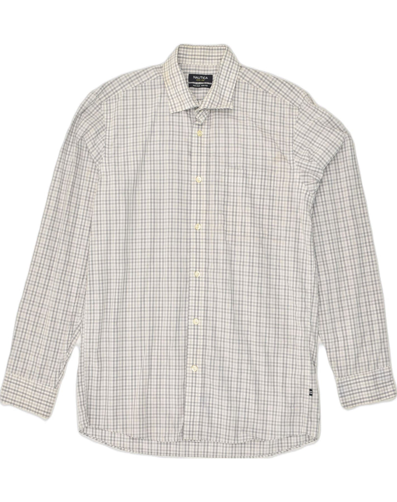 NAUTICA Mens NON - IRON Shirt 15 1/2  Medium Grey Check Cotton | Vintage Nautica | Thrift | Second-Hand Nautica | Used Clothing | Messina Hembry 