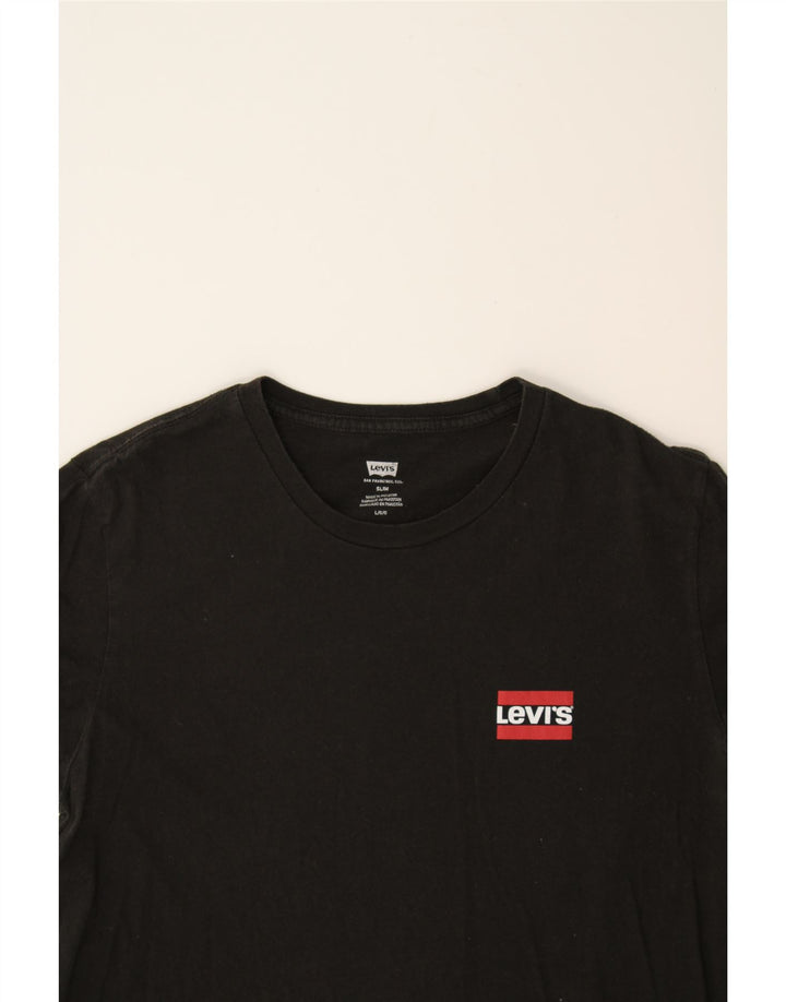 LEVI'S Mens Slim T-Shirt Top Large Black Cotton Vintage Levi's and Second-Hand Levi's from Messina Hembry 
