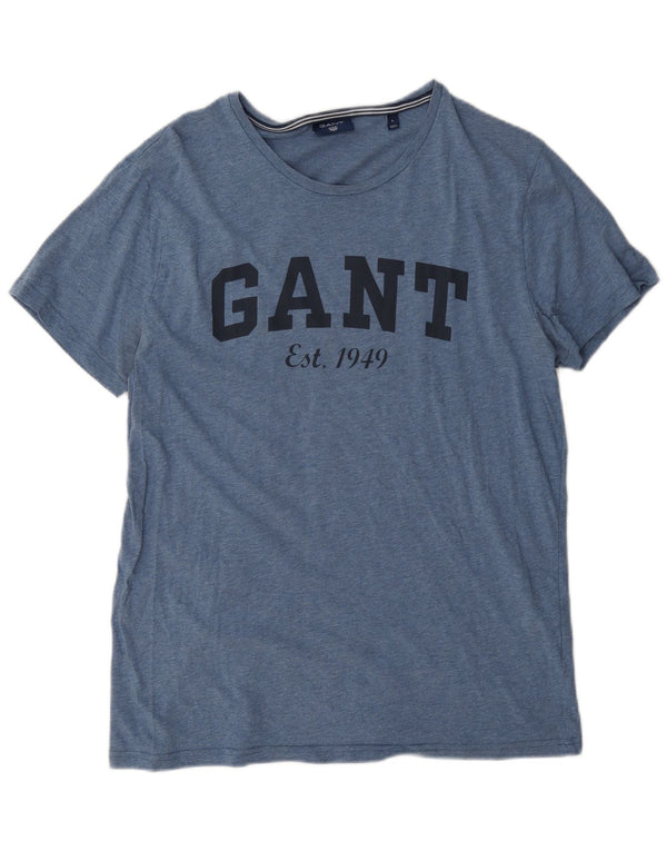 Gant Mens Graphic T-Shirt Top Large Blue Cotton