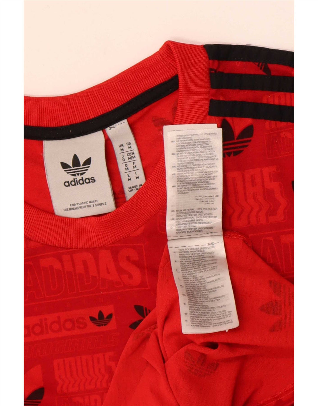 Adidas Mens Regular Graphic T-Shirt Top Medium Red Polyester