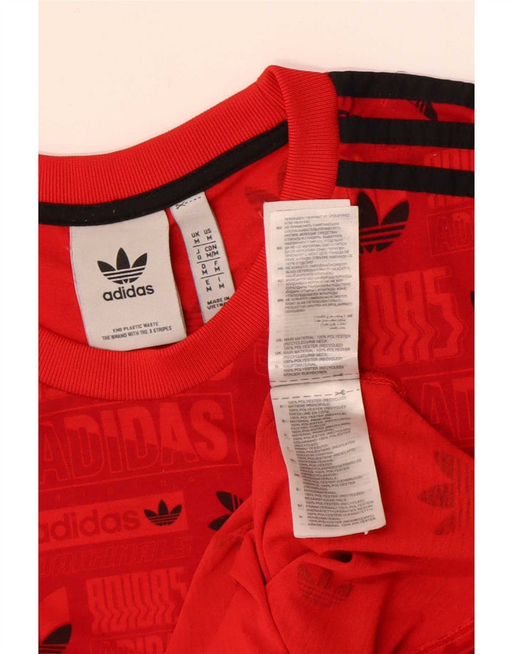 Adidas Mens Regular Graphic T-Shirt Top Medium Red Polyester
