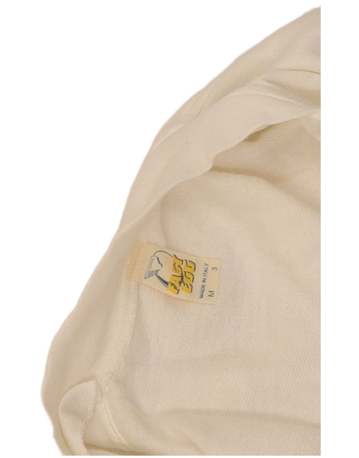 Vintage Mens Tracksuit Top Jacket Medium White Cotton