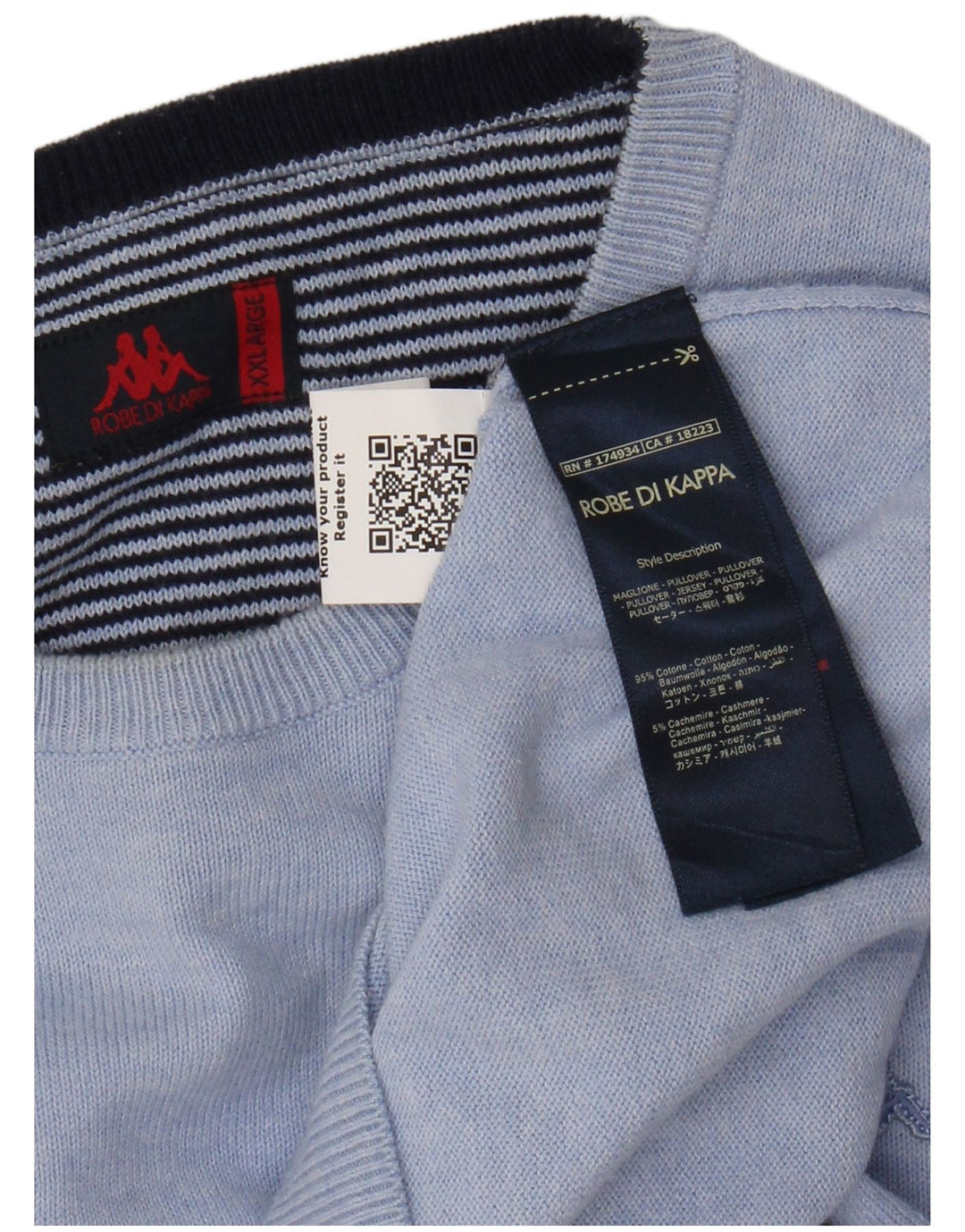 Kappa Mens Crew Neck Jumper Sweater 2XL Blue Cotton