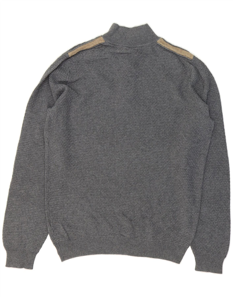 MASSIMO DUTTI Mens Zip Neck Jumper Sweater Medium Grey Cotton Vintage Massimo Dutti and Second-Hand Massimo Dutti from Messina Hembry 