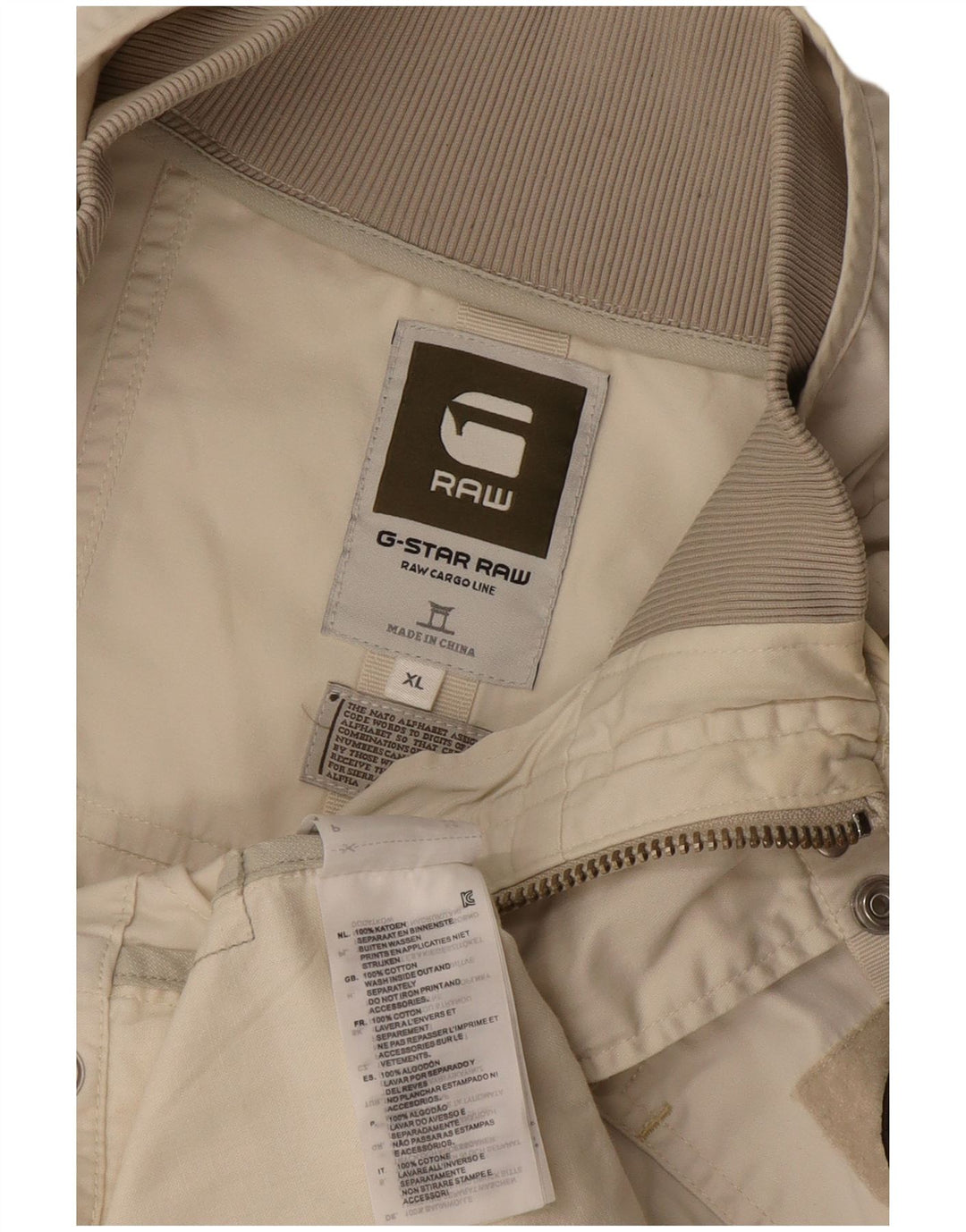 G-Star Mens Bomber Jacket UK 42 XL Off White Cotton