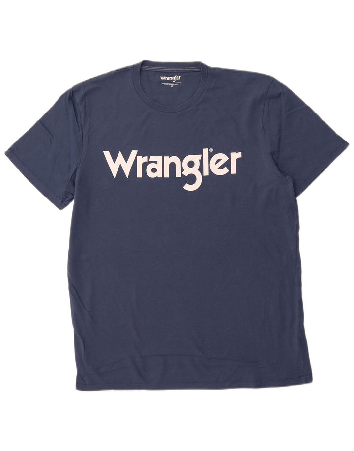 WRANGLER Mens Graphic T-Shirt Top Medium Navy Blue Cotton