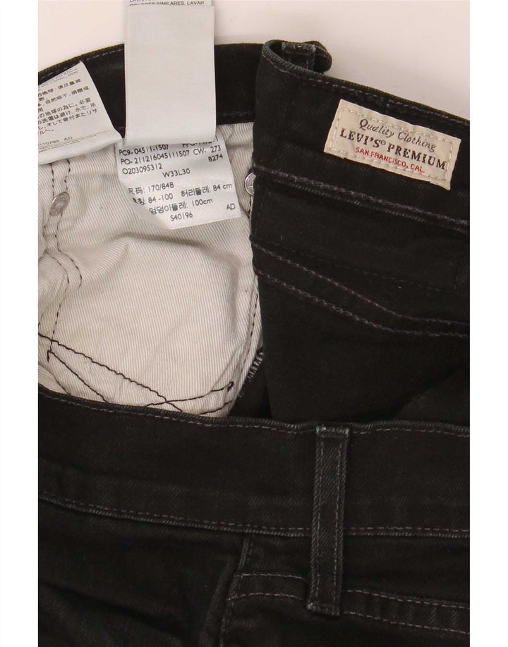 Levi's Mens Straight Jeans W33 L30 Black Cotton