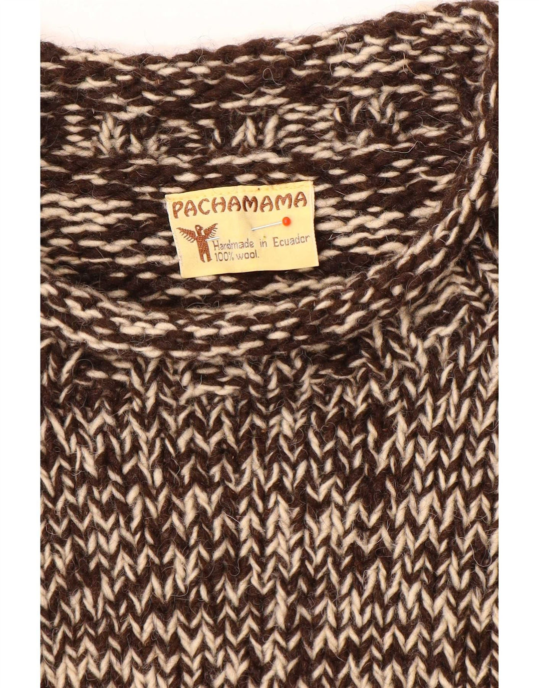 Pachamama Mens Handmade Turtle Neck Jumper Sweater Large Brown Flecked Wool