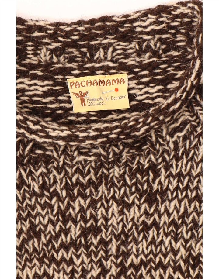 Pachamama Mens Handmade Turtle Neck Jumper Sweater Large Brown Flecked Wool