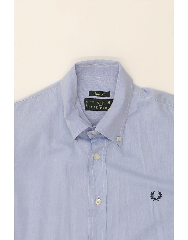 FRED PERRY Mens Slim Fit Shirt Medium Blue Cotton | Vintage Fred Perry | Thrift | Second-Hand Fred Perry | Used Clothing | Messina Hembry 