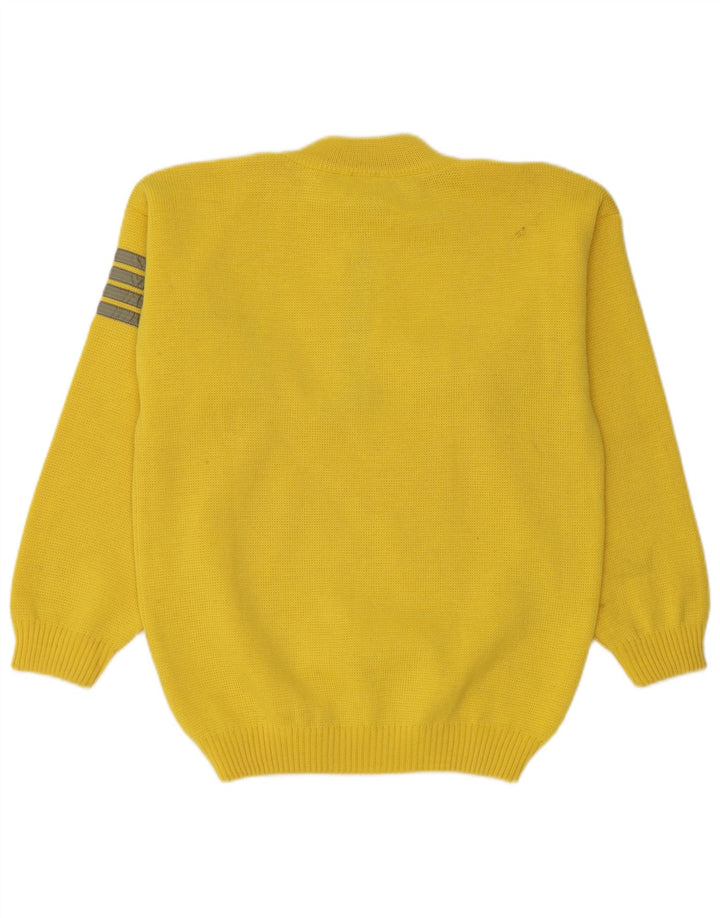Vintage Mens Zip Neck Jumper Sweater IT 46 Small Yellow Striped Wool