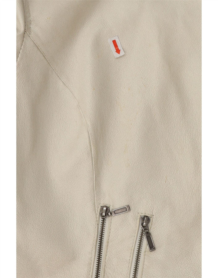 KARA Womens Leather Jacket EU 38 Medium Off White Vintage Kara and Second-Hand Kara from Messina Hembry 