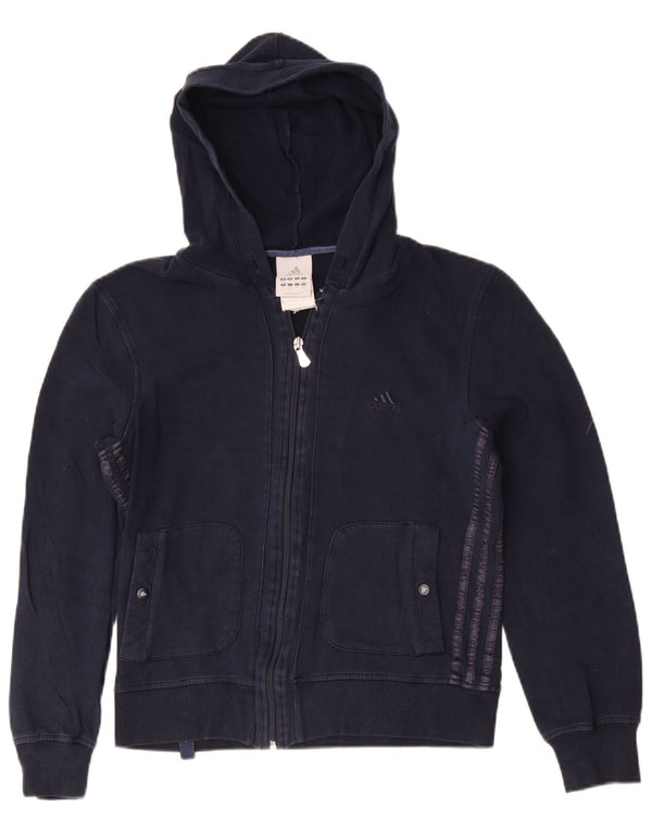 Adidas Mens Zip Hoodie Sweater UK 36/38 Small Navy Blue Cotton
