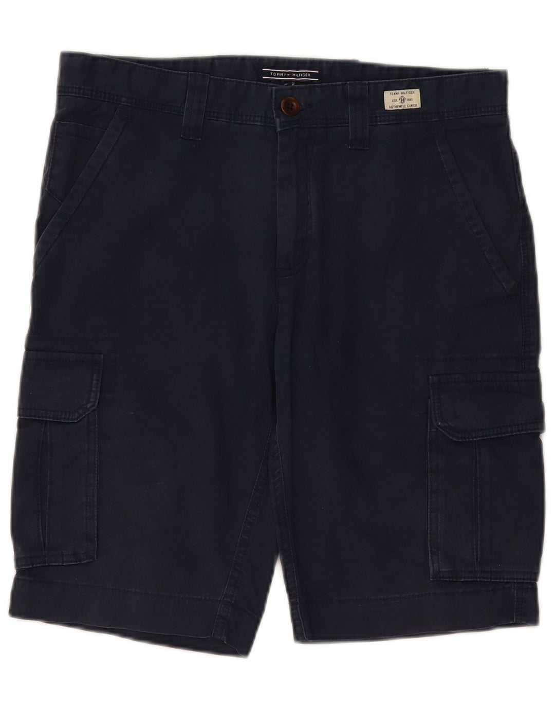 Tommy Hilfiger Mens Cargo Shorts W32 Medium Navy Blue Cotton