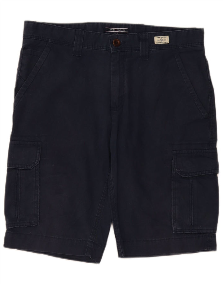 Tommy Hilfiger Mens Cargo Shorts W32 Medium Navy Blue Cotton
